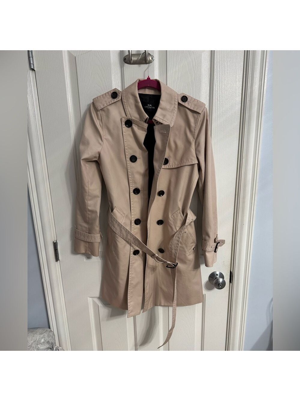 Coach - Small Women’s Mid Length Blush Double Breast Trench Coat #34024 - EUC